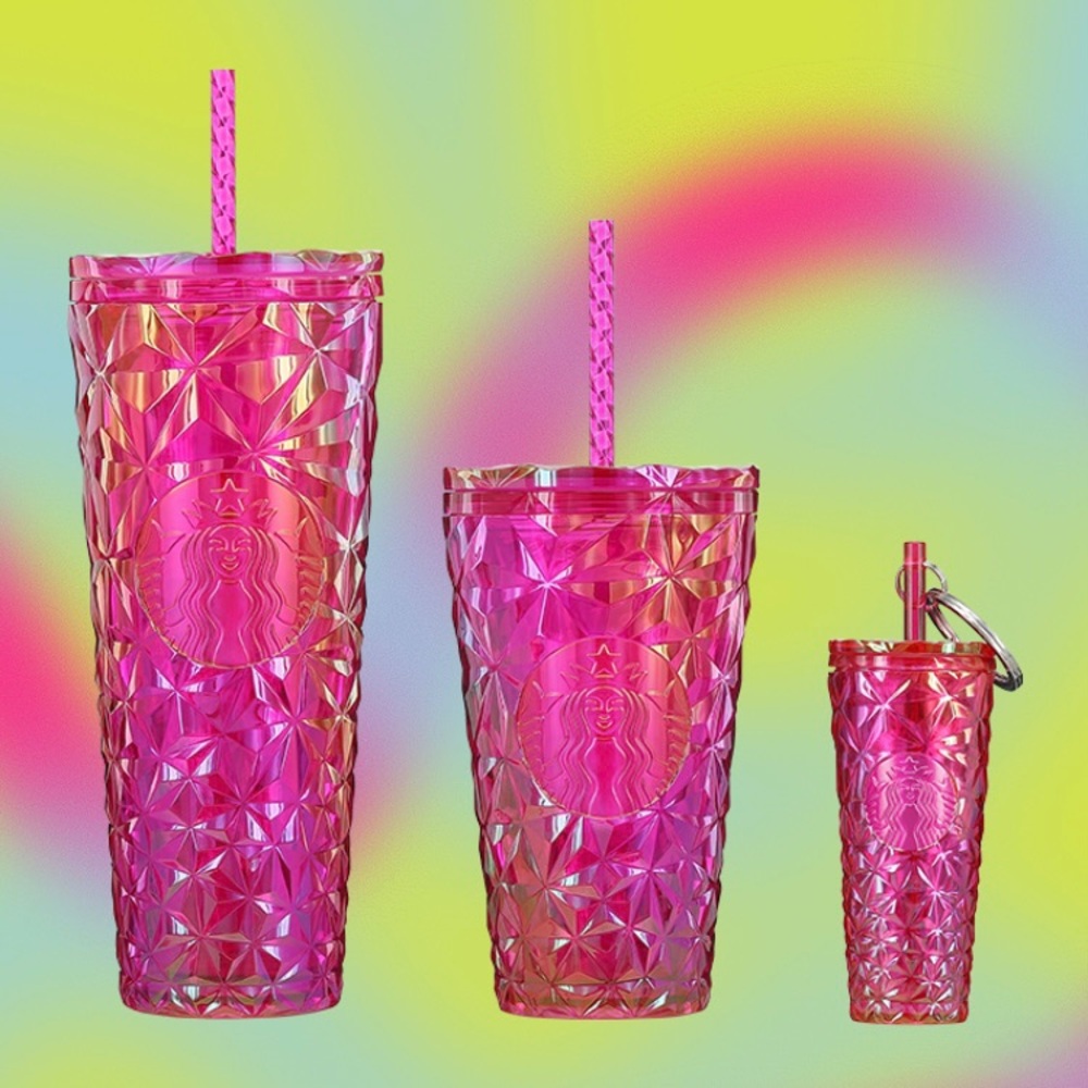 Starbucks Venti Tumbler Fuchsia Flower Pink Prism 24oz Cold Cup Summer 2024 NWT - Picture 5 of 17